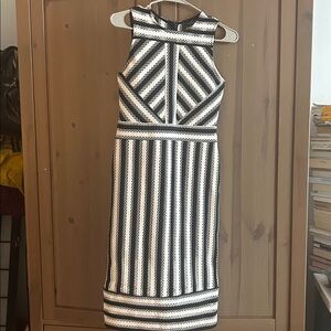 Top Shop Black and White Striped Sleeveless Dress With Back Zipper